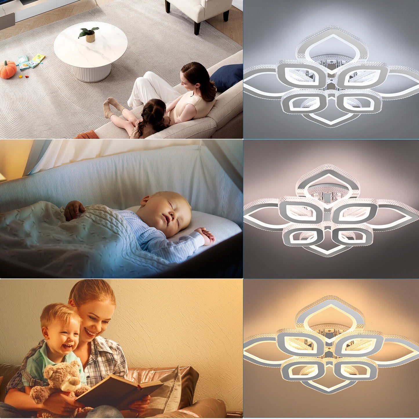 Moderne RGB LED Deckenleuchte Dimmbar mit Fernbedienung – Wohnzimmerlampe mit Blüten-Design