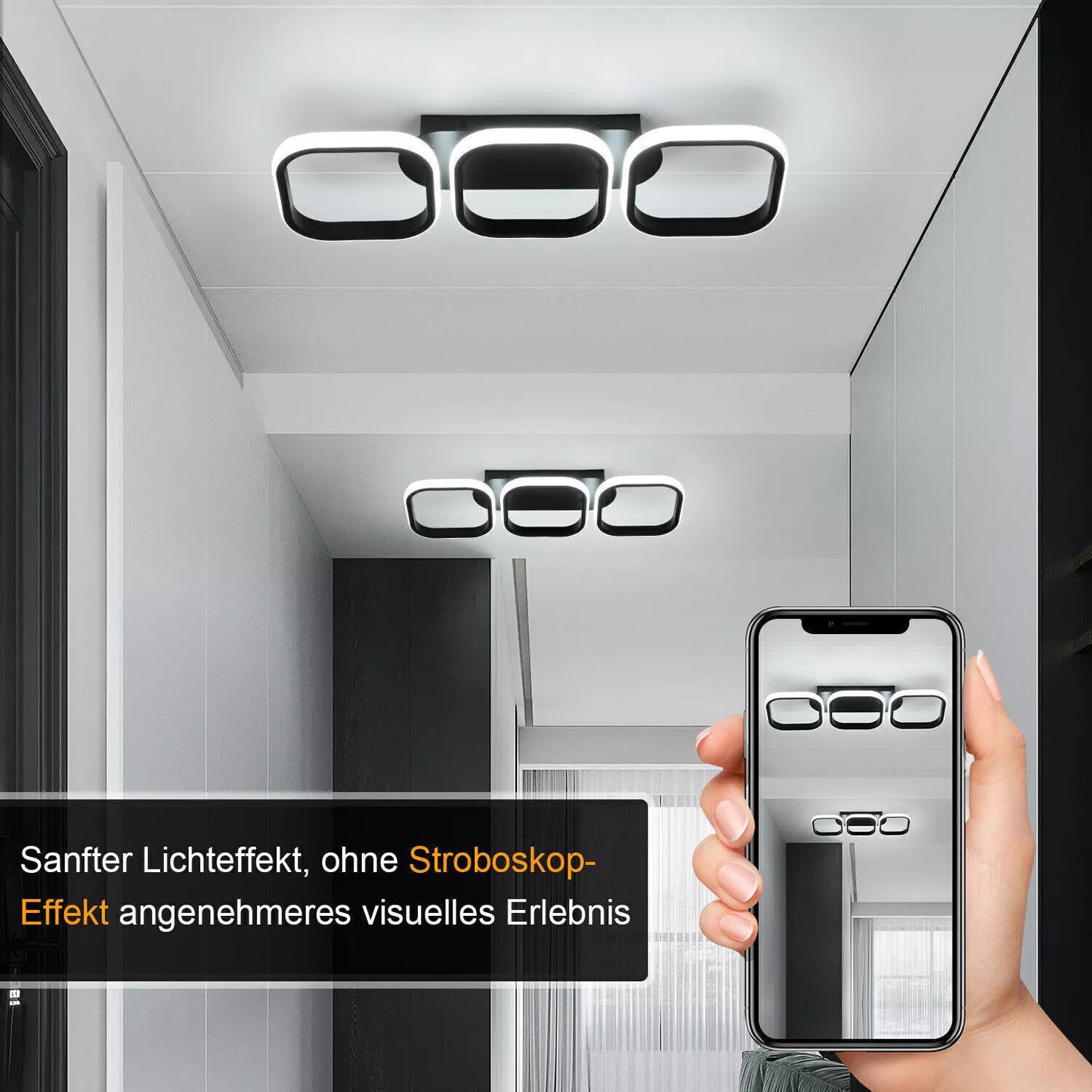 3-Farbige Dimmbar LED Deckenleuchte – Moderne Decken-Lampe für Wohnzimmer, Flur, Küche und Eingangsbereich