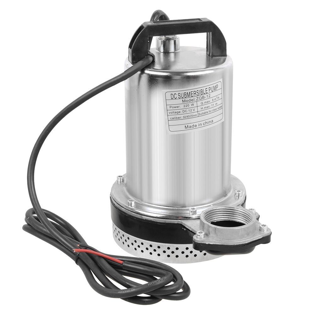 12V DC Tauchpumpe aus Edelstahl – Schmutzwasserpumpe / Garten- & Brunnenpumpe, 8000 l/h
