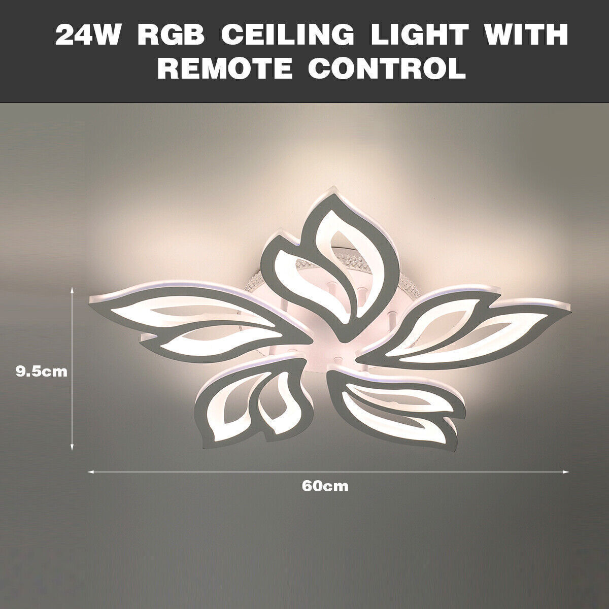 Moderne LED Deckenleuchte Dimmbar mit Fernbedienung – RGB Farben & Blüten-Design für Wohnzimmer