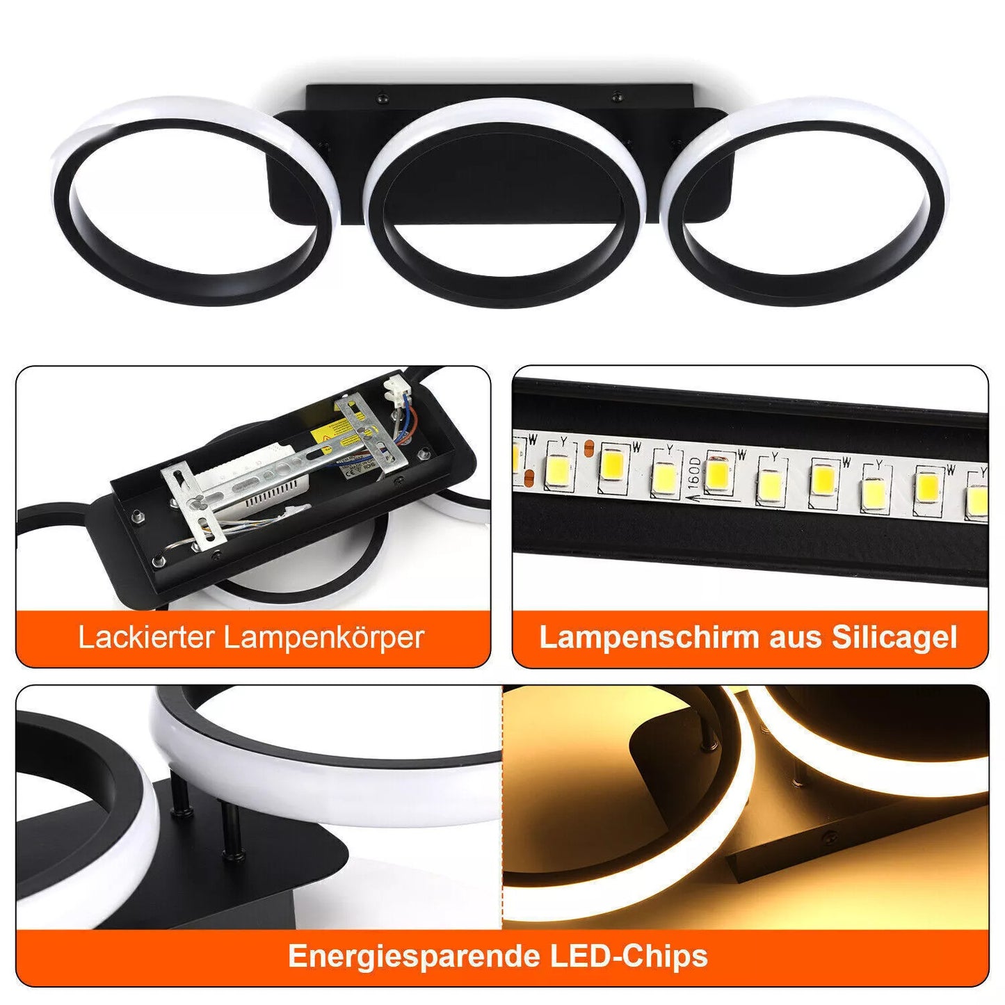 3-Farbige Dimmbar LED Deckenleuchte – Moderne Decken-Lampe für Wohnzimmer, Flur, Küche und Eingangsbereich