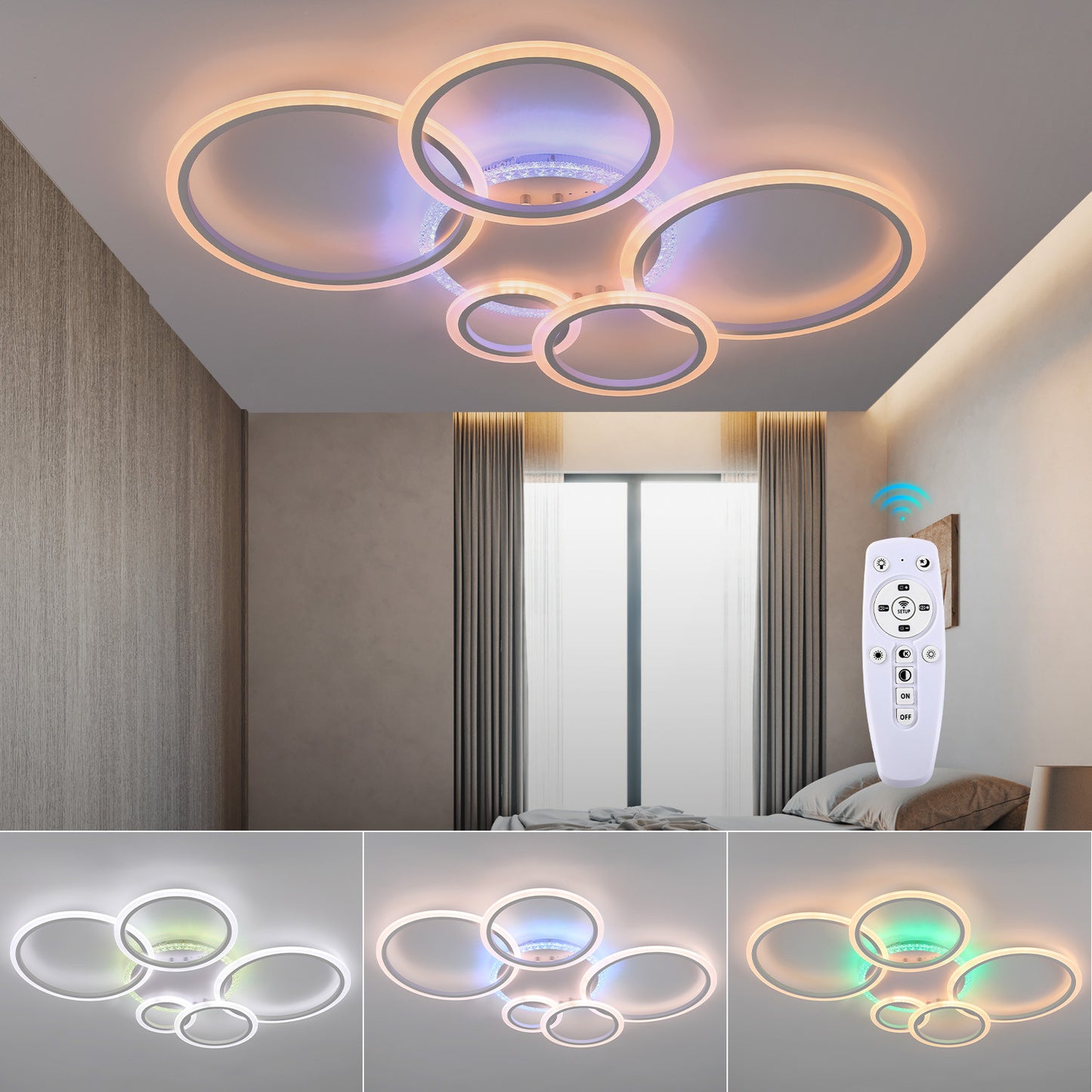RGB LED Deckenleuchte mit Bluetooth Lautsprecher & Fernbedienung – Dimmbar, Farbwechsel, Musikfunktion