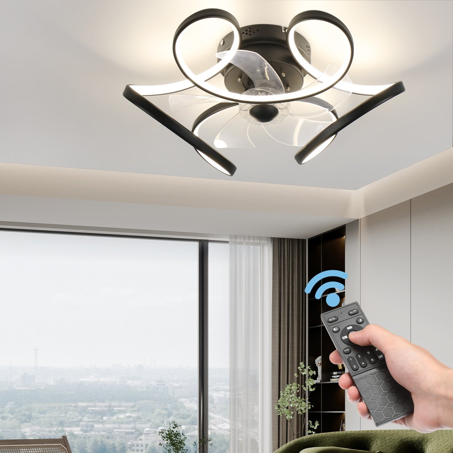 Leiser LED Deckenventilator mit Fernbedienung – 6 Geschwindigkeiten, Rücklauf & Lichtfunktion