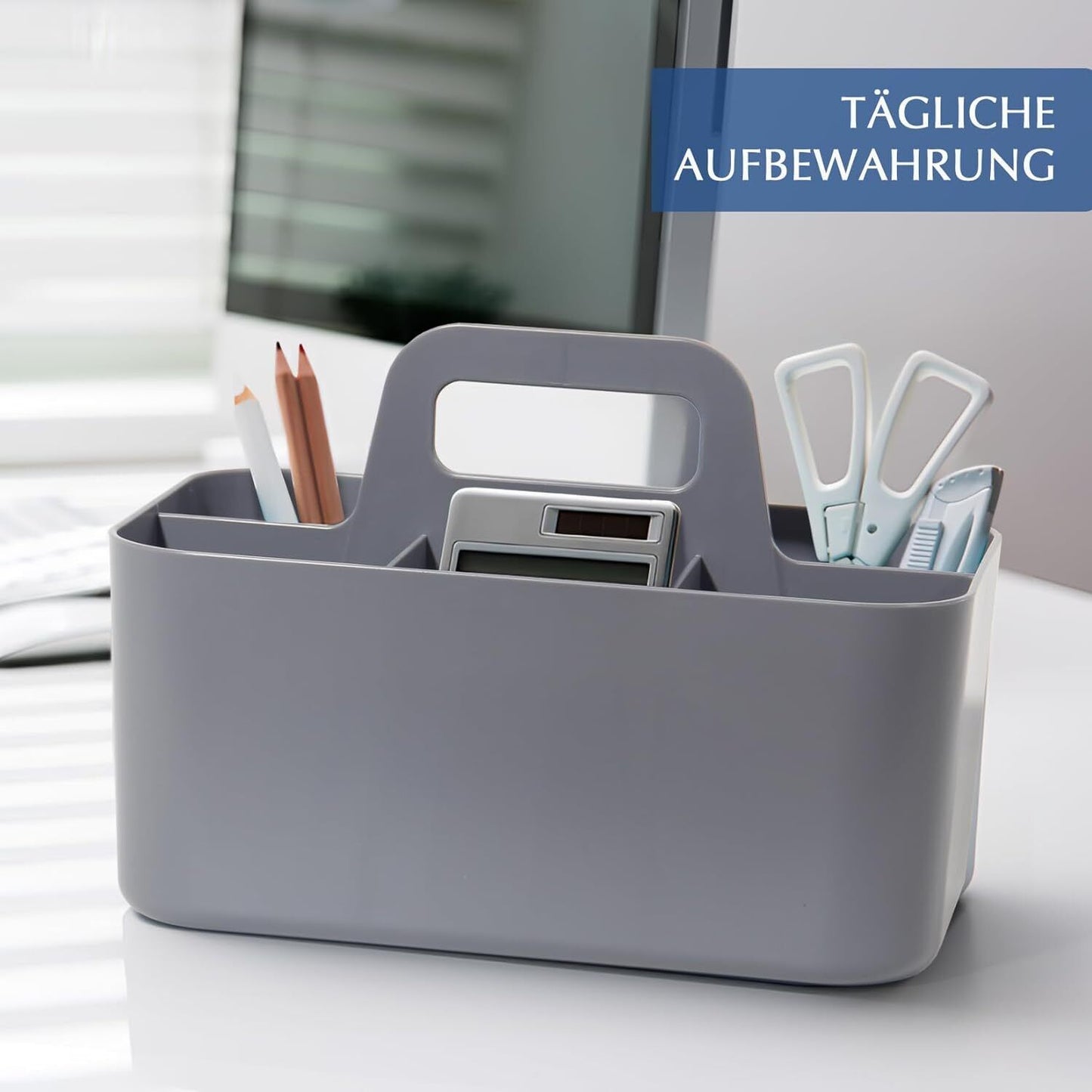 Korb Organizer mit Griff,Kunststoffkorb, Reinigungskorb,Bastelkorb,Schreibtischk