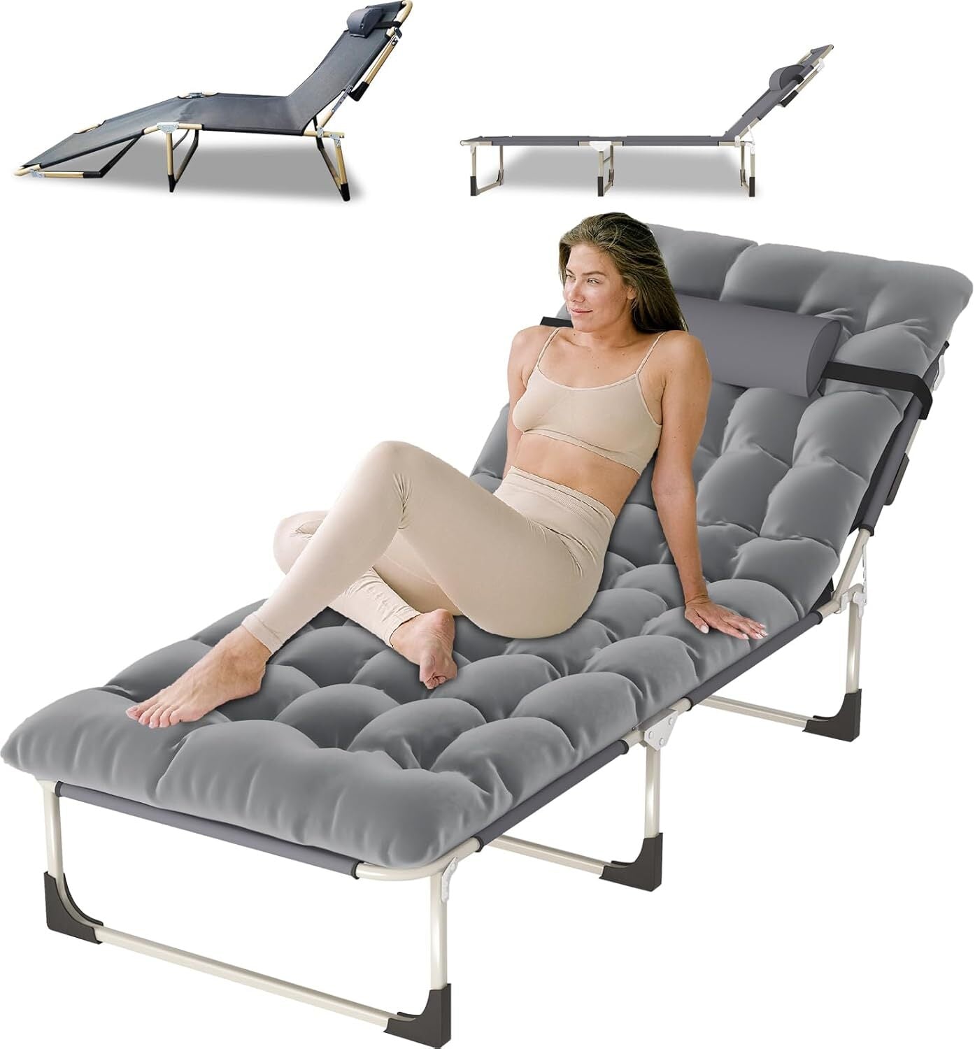 200 kg Campingbett & Sonnenliege – klappbar, XXL Gästebett, Feldbett für Garten & Reisen