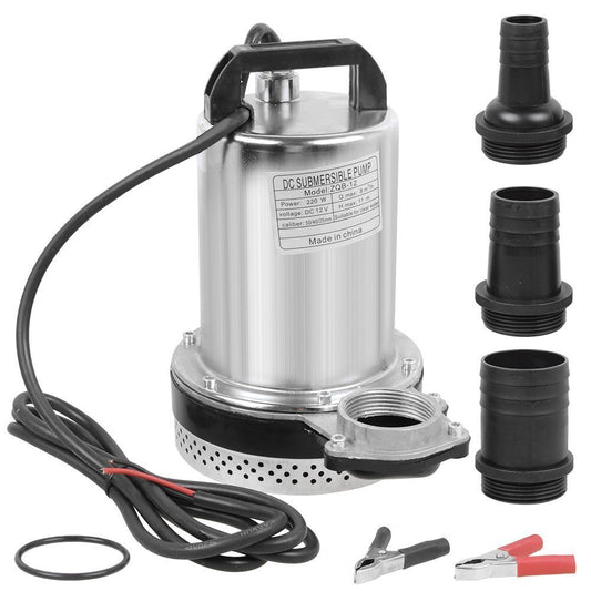 12V DC Tauchpumpe aus Edelstahl – Schmutzwasserpumpe / Garten- & Brunnenpumpe, 8000 l/h