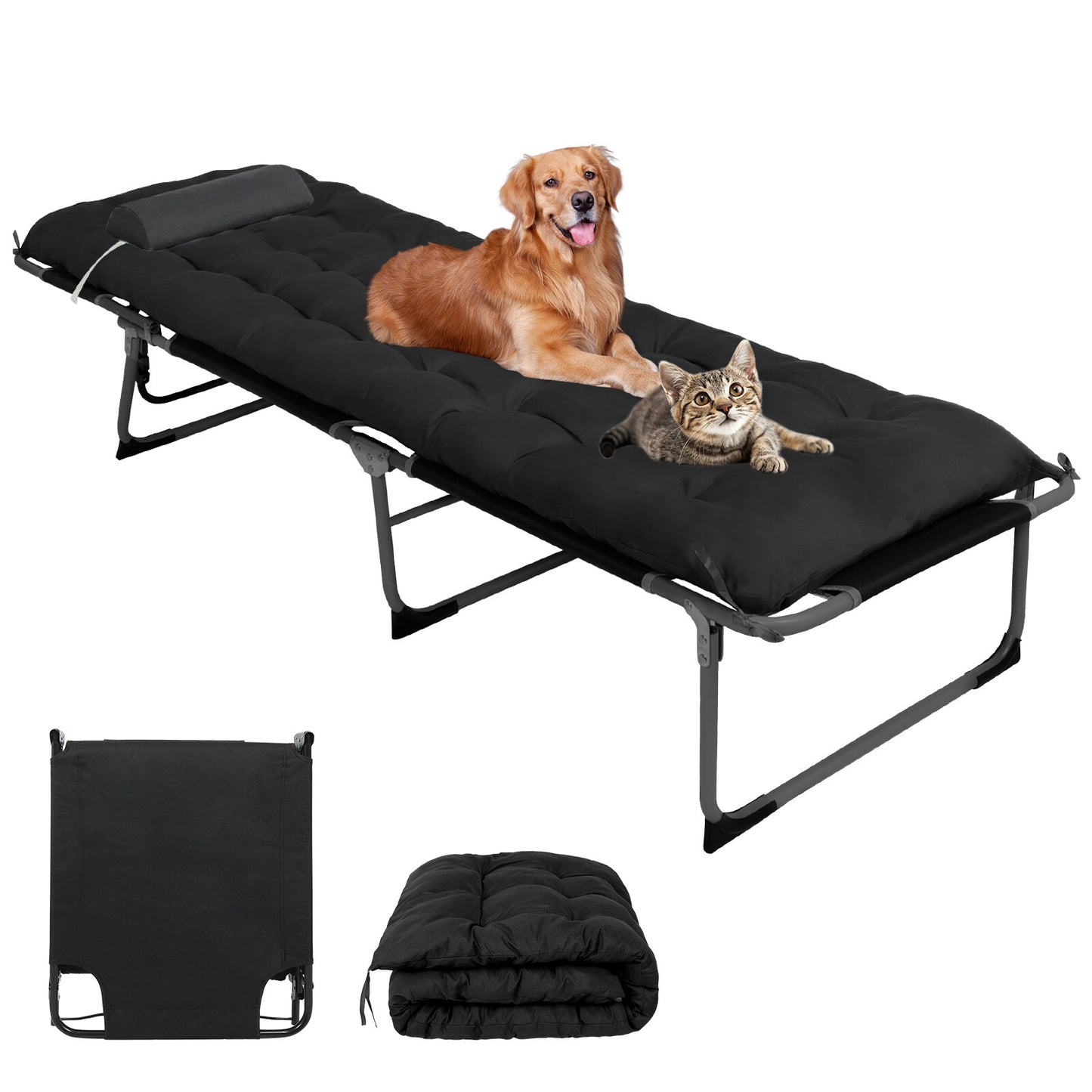 200 kg Campingbett & Sonnenliege – klappbar, XXL Gästebett, Feldbett für Garten & Reisen