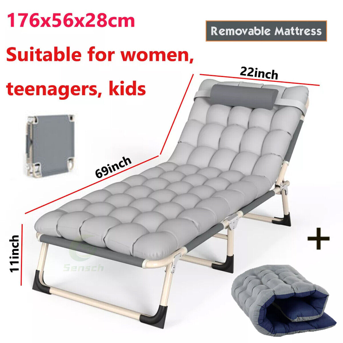 200 kg Campingbett & Sonnenliege – klappbar, XXL Gästebett, Feldbett für Garten & Reisen