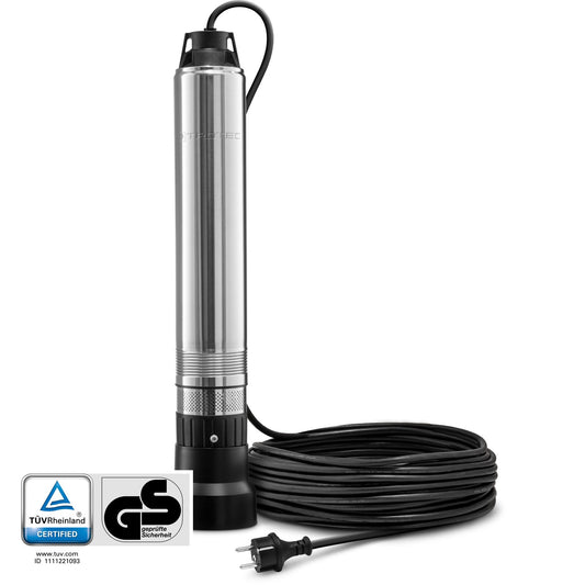 TROTEC Tiefbrunnenpumpe TDP 370 E – Edelstahl Brunnenpumpe 700 W, Garten- & Hauswasserpumpe