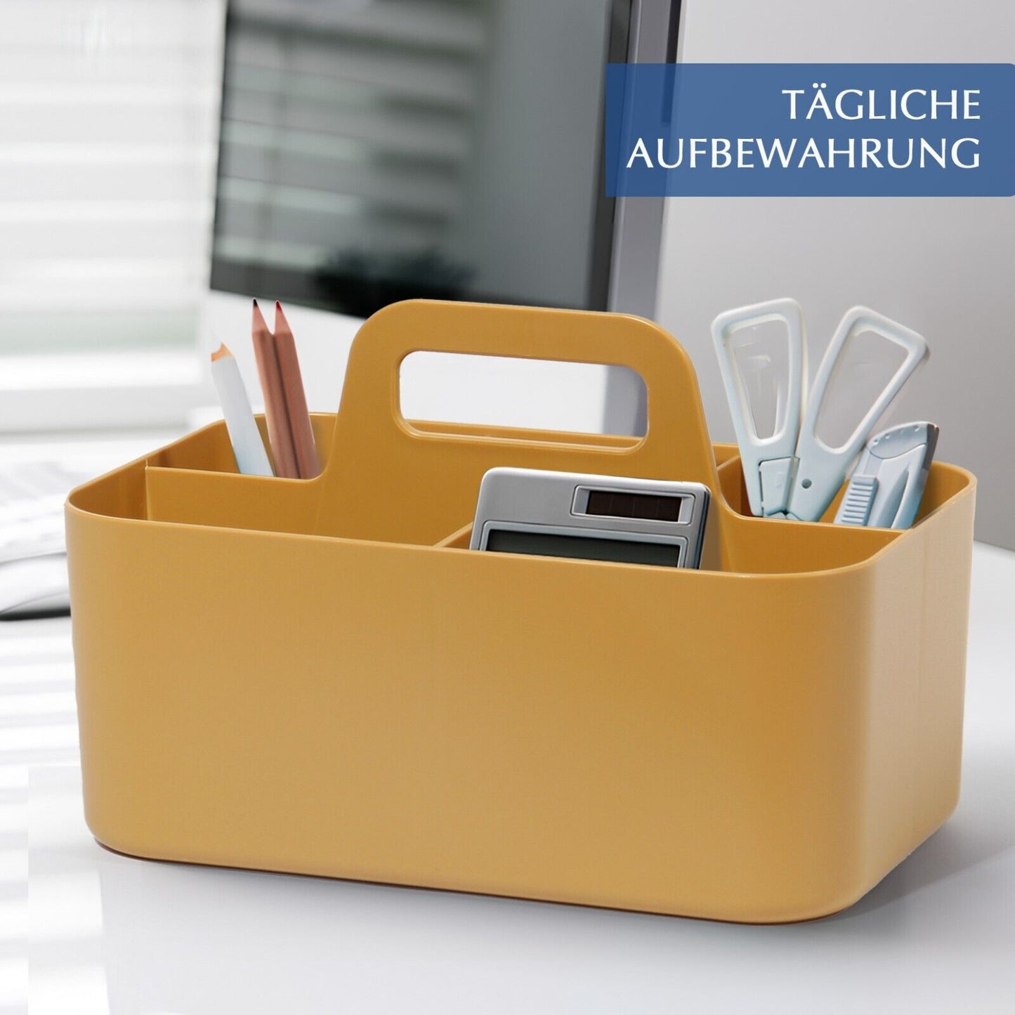 Korb Organizer mit Griff,Kunststoffkorb, Reinigungskorb,Bastelkorb,Schreibtischk