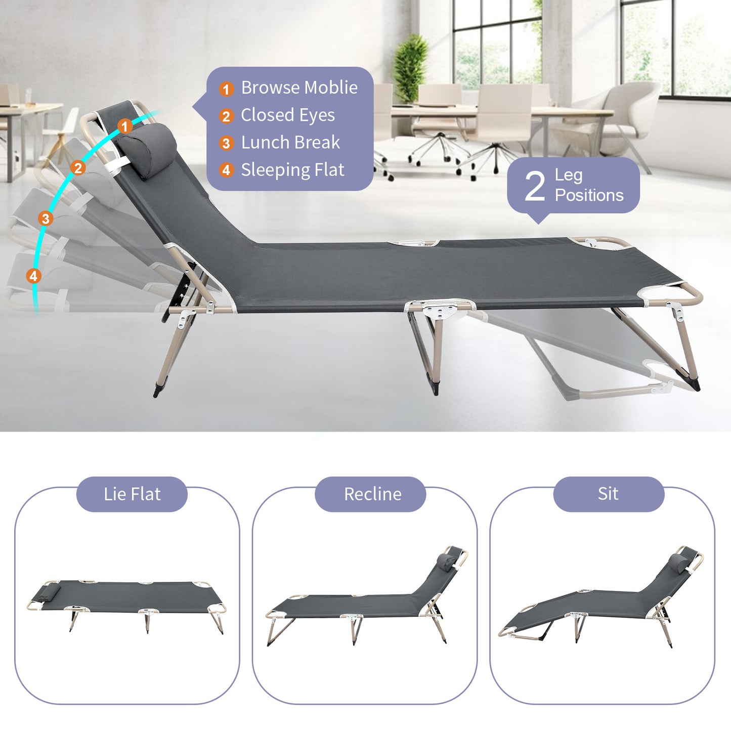 200 kg Campingbett & Sonnenliege – klappbar, XXL Gästebett, Feldbett für Garten & Reisen
