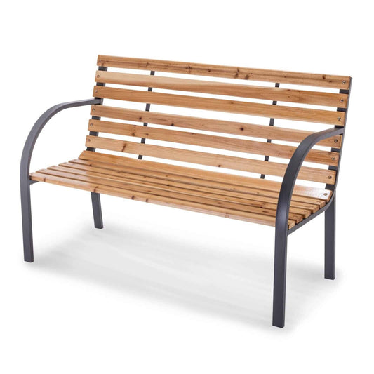 Practixx Gartenbank – 2-Sitzer Parkbank aus Holz & Metall, wetterfest, anthrazit
