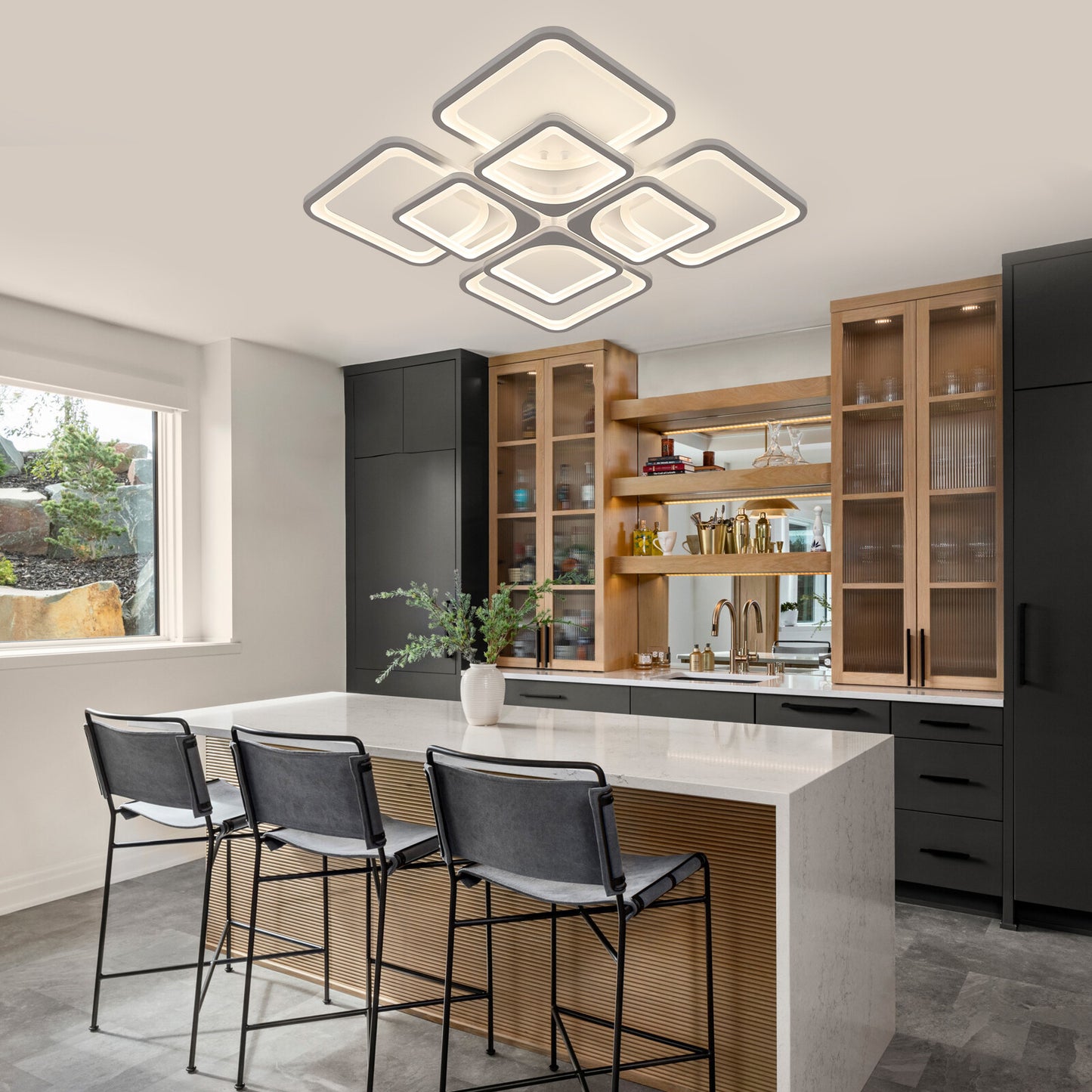 Moderne LED Deckenleuchte Dimmbar mit RGB & Farbtemperatur – Weiß, inkl. Fernbedienung