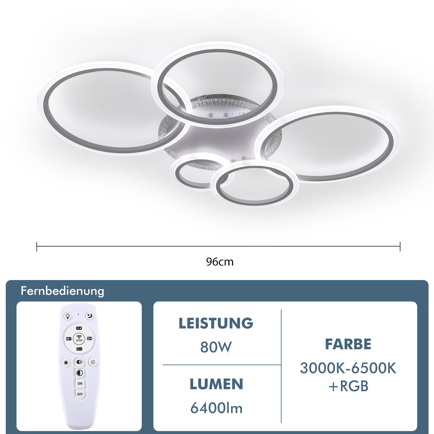 RGB LED Deckenleuchte mit Bluetooth Lautsprecher & Fernbedienung – Dimmbar, Farbwechsel, Musikfunktion