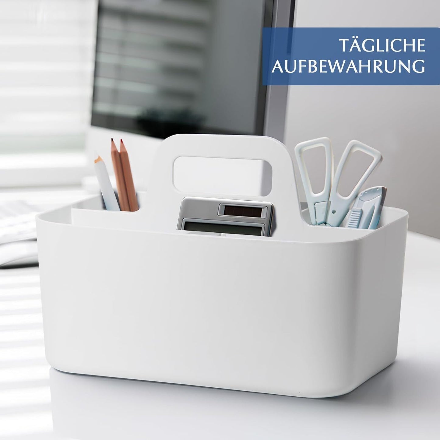 Korb Organizer mit Griff,Kunststoffkorb, Reinigungskorb,Bastelkorb,Schreibtischk