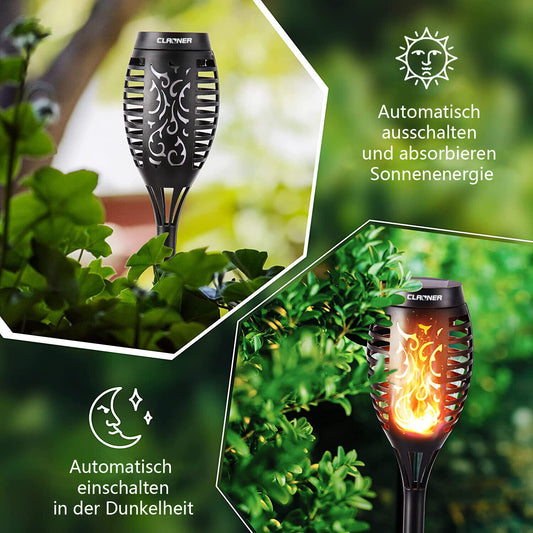 Solar Gartenfackel 12 LED mit Flammeneffekt – Wasserdicht & Kabellos