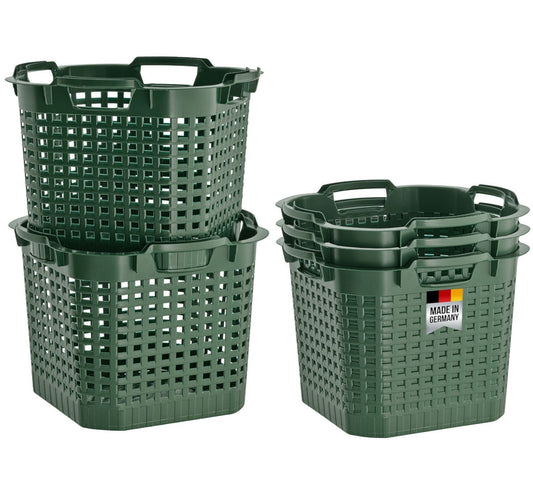 5x Obst- & Erntekorb 25L – Stapelbare Gartenkörbe für Kartoffeln, Gemüse & Lagerung