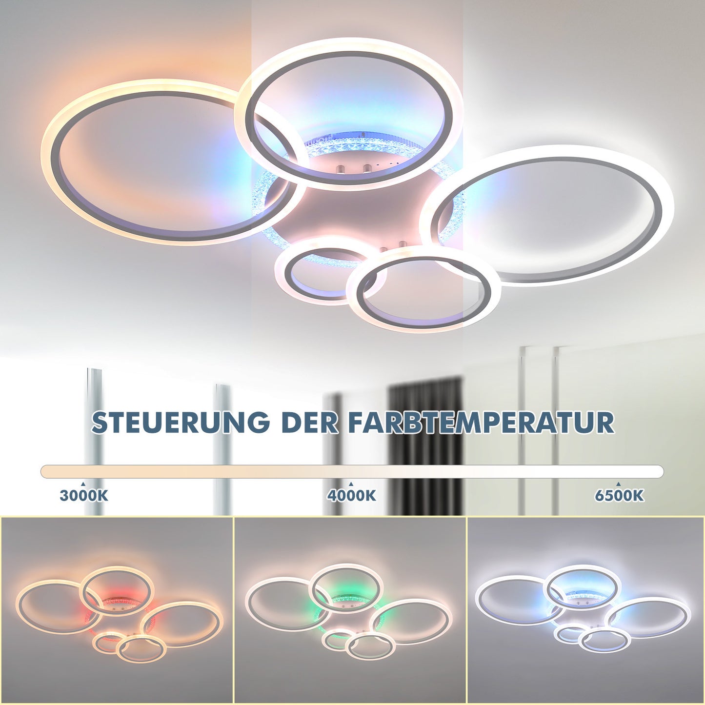 RGB LED Deckenleuchte mit Bluetooth Lautsprecher & Fernbedienung – Dimmbar, Farbwechsel, Musikfunktion