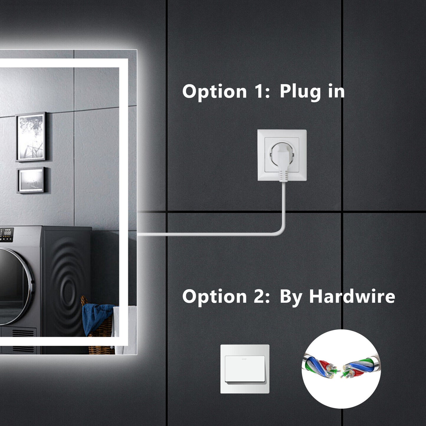 LED Badezimmerspiegel mit Touch, Beschlagfrei, 3 Lichtfarben, Dimmbar – Moderner Wandspiegel