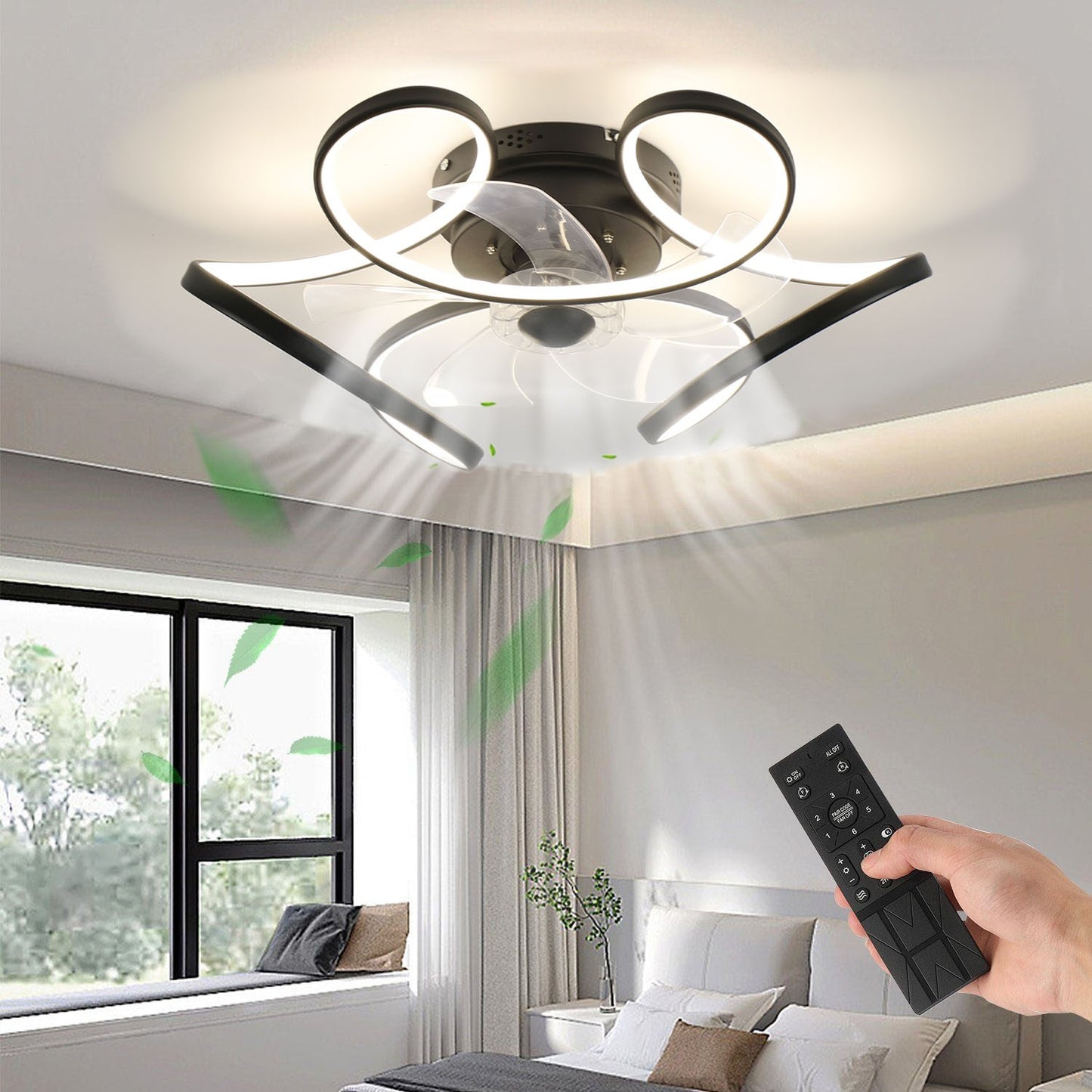Leiser LED Deckenventilator mit Fernbedienung – 6 Geschwindigkeiten, Rücklauf & Lichtfunktion