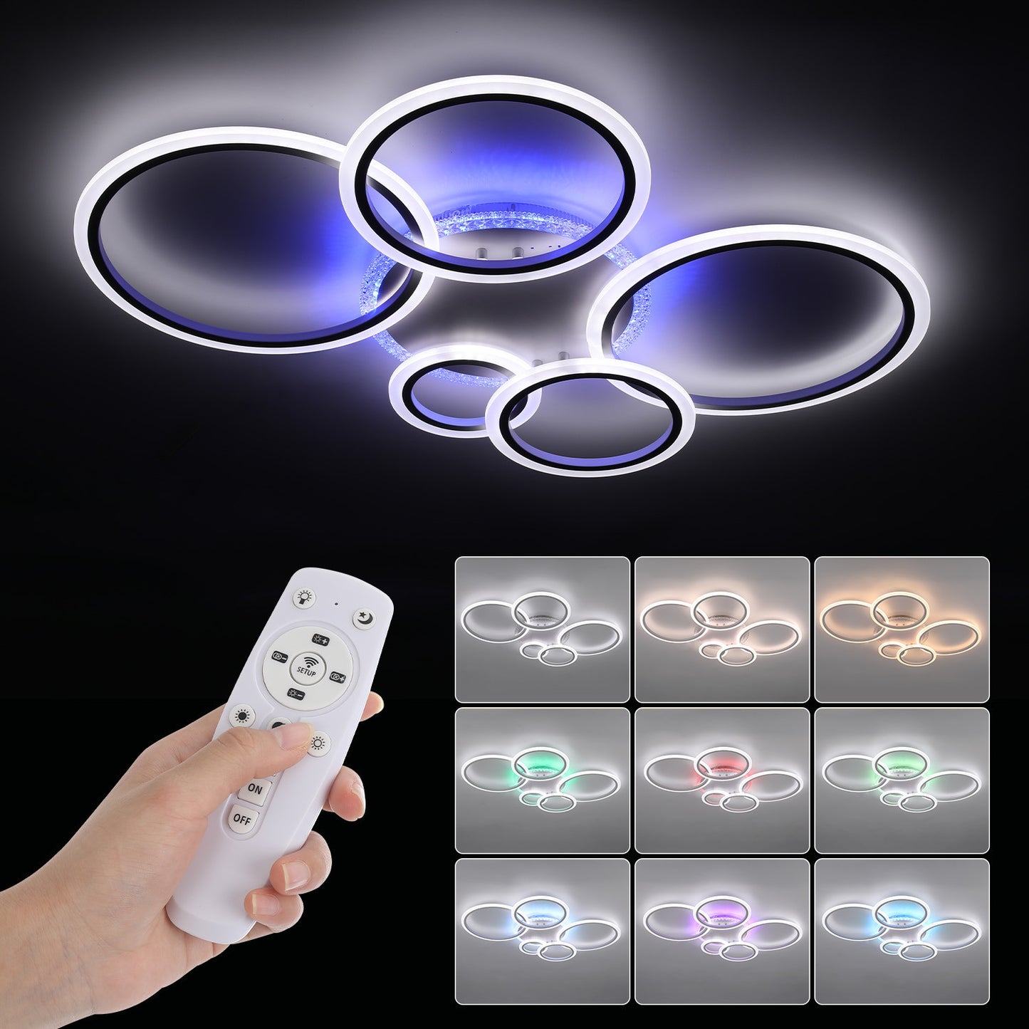 RGB LED Deckenleuchte mit Bluetooth Lautsprecher & Fernbedienung – Dimmbar, Farbwechsel, Musikfunktion