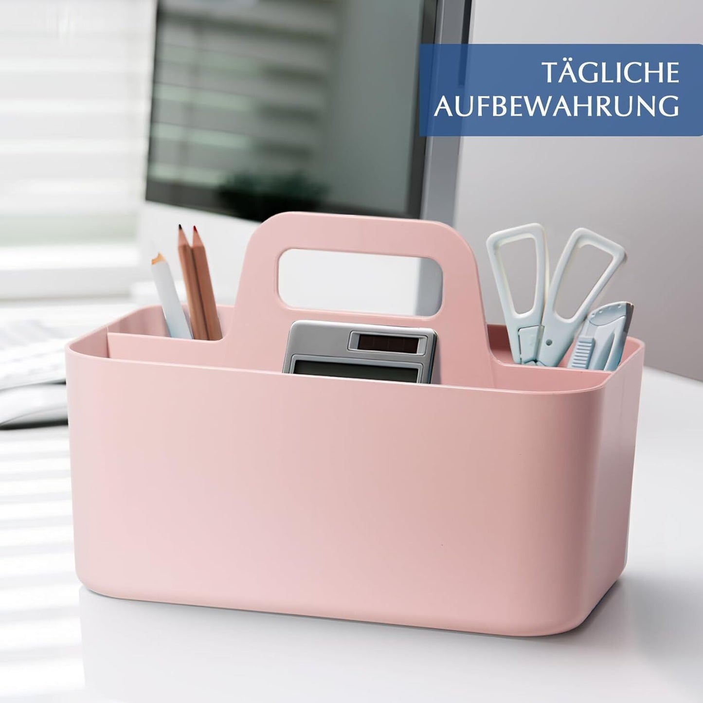 Korb Organizer mit Griff,Kunststoffkorb, Reinigungskorb,Bastelkorb,Schreibtischk