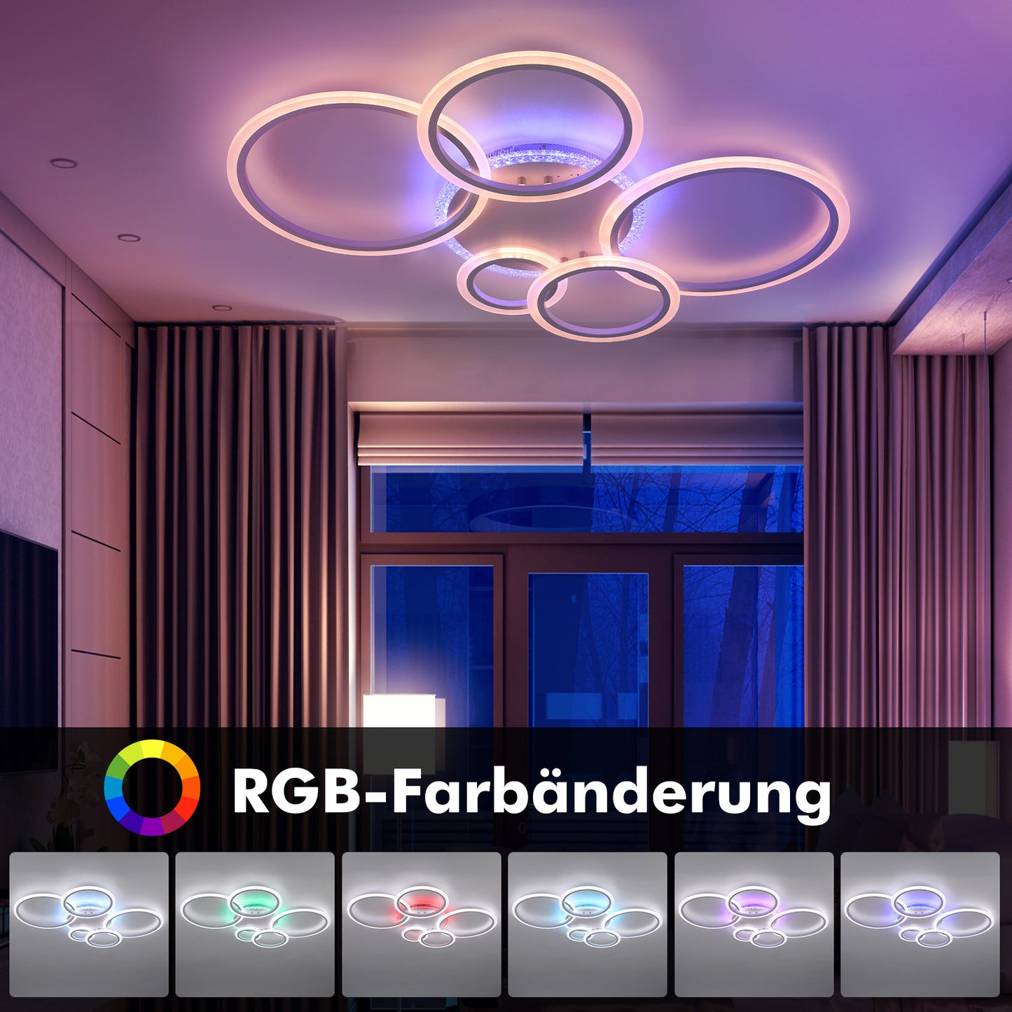 RGB LED Deckenleuchte mit Bluetooth Lautsprecher & Fernbedienung – Dimmbar, Farbwechsel, Musikfunktion