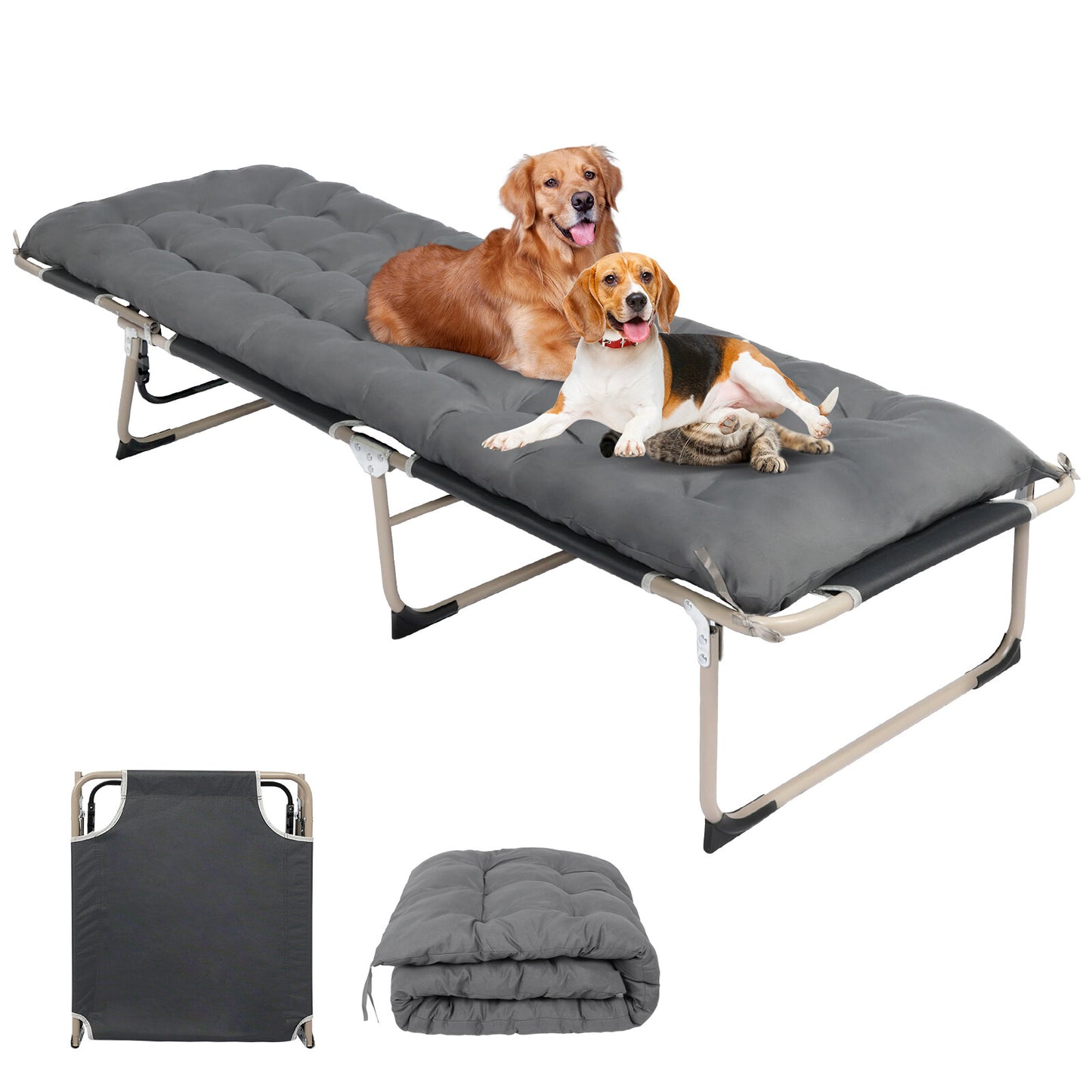 200 kg Campingbett & Sonnenliege – klappbar, XXL Gästebett, Feldbett für Garten & Reisen