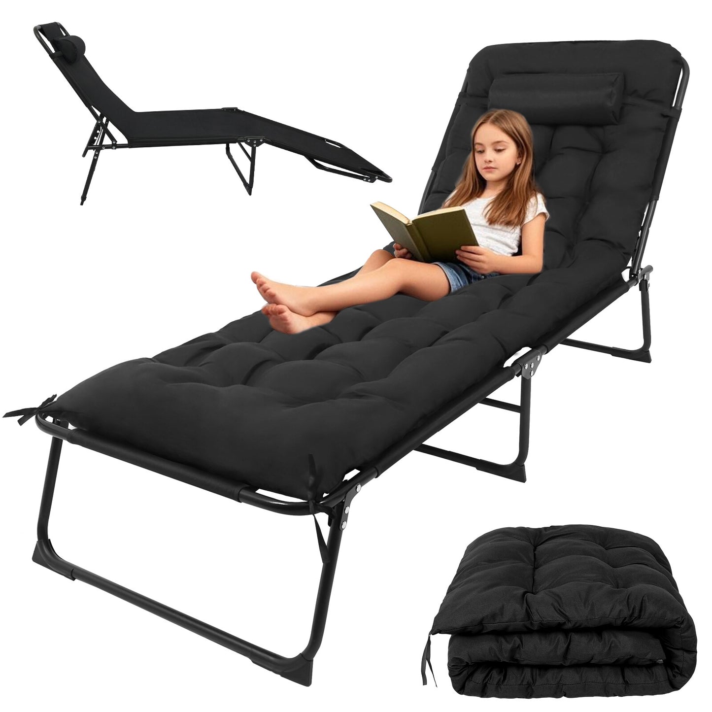 200 kg Campingbett & Sonnenliege – klappbar, XXL Gästebett, Feldbett für Garten & Reisen