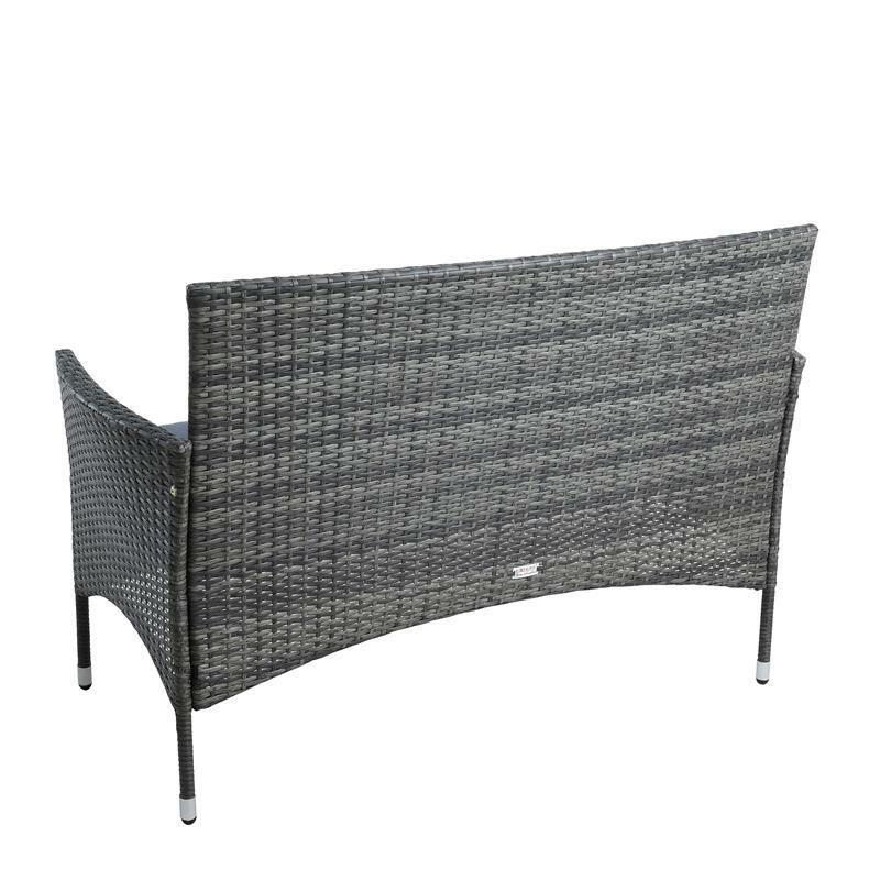 Polyrattan Gartenbank – 2-Sitzer Sitzbank mit Sitzkissen, verschiedene Farben, wetterfest