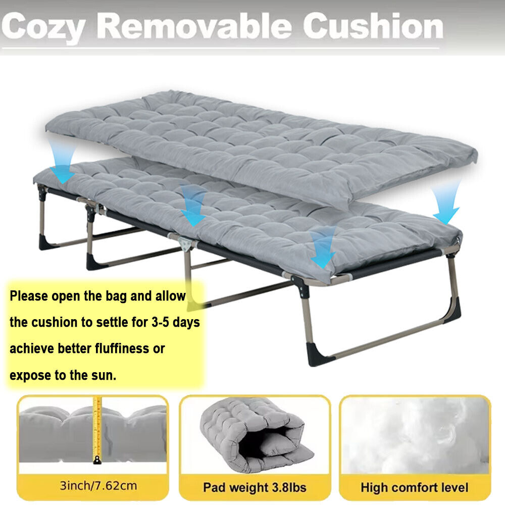 200 kg Campingbett & Sonnenliege – klappbar, XXL Gästebett, Feldbett für Garten & Reisen
