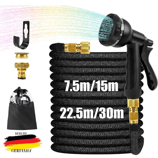 Flexibler Gartenschlauch – Dehnbar, 3x Länge, mit Multifunktionsbrause