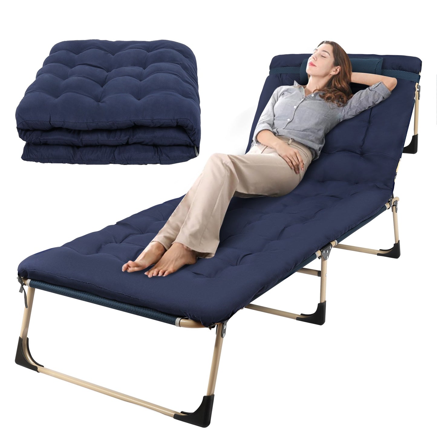 200 kg Campingbett & Sonnenliege – klappbar, XXL Gästebett, Feldbett für Garten & Reisen