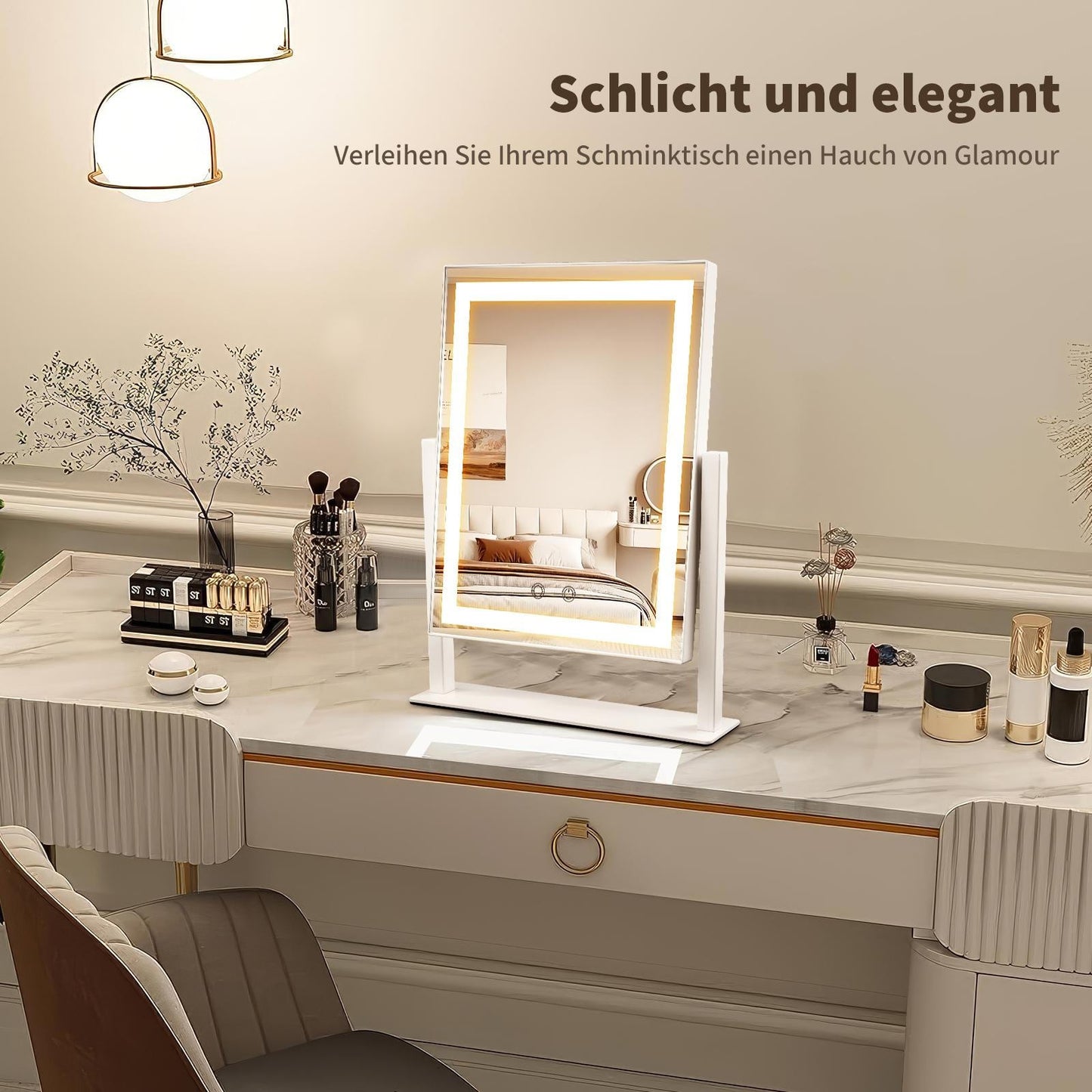 LED Hollywood Schminkspiegel – Dimmbar, 3 Lichtfarben, Hochauflösend, Beleuchtet