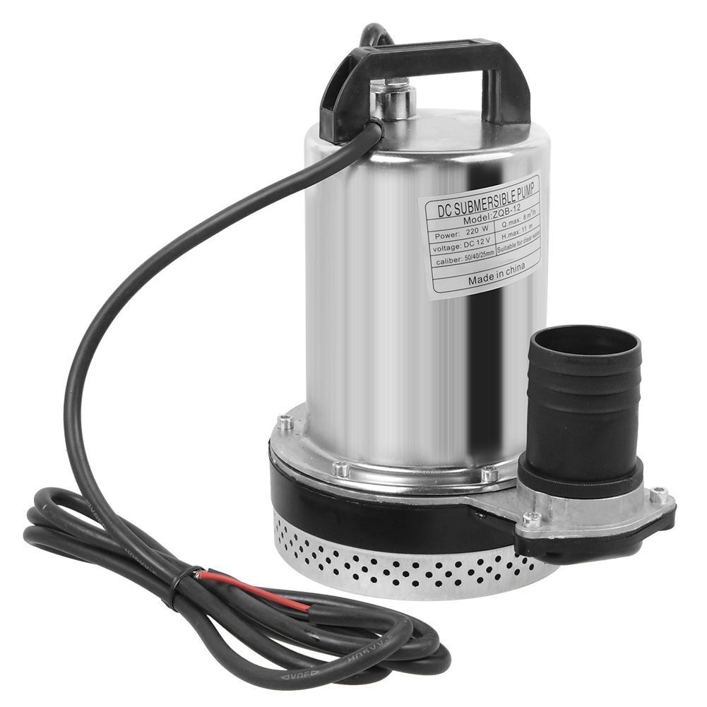 12V DC Tauchpumpe aus Edelstahl – Schmutzwasserpumpe / Garten- & Brunnenpumpe, 8000 l/h