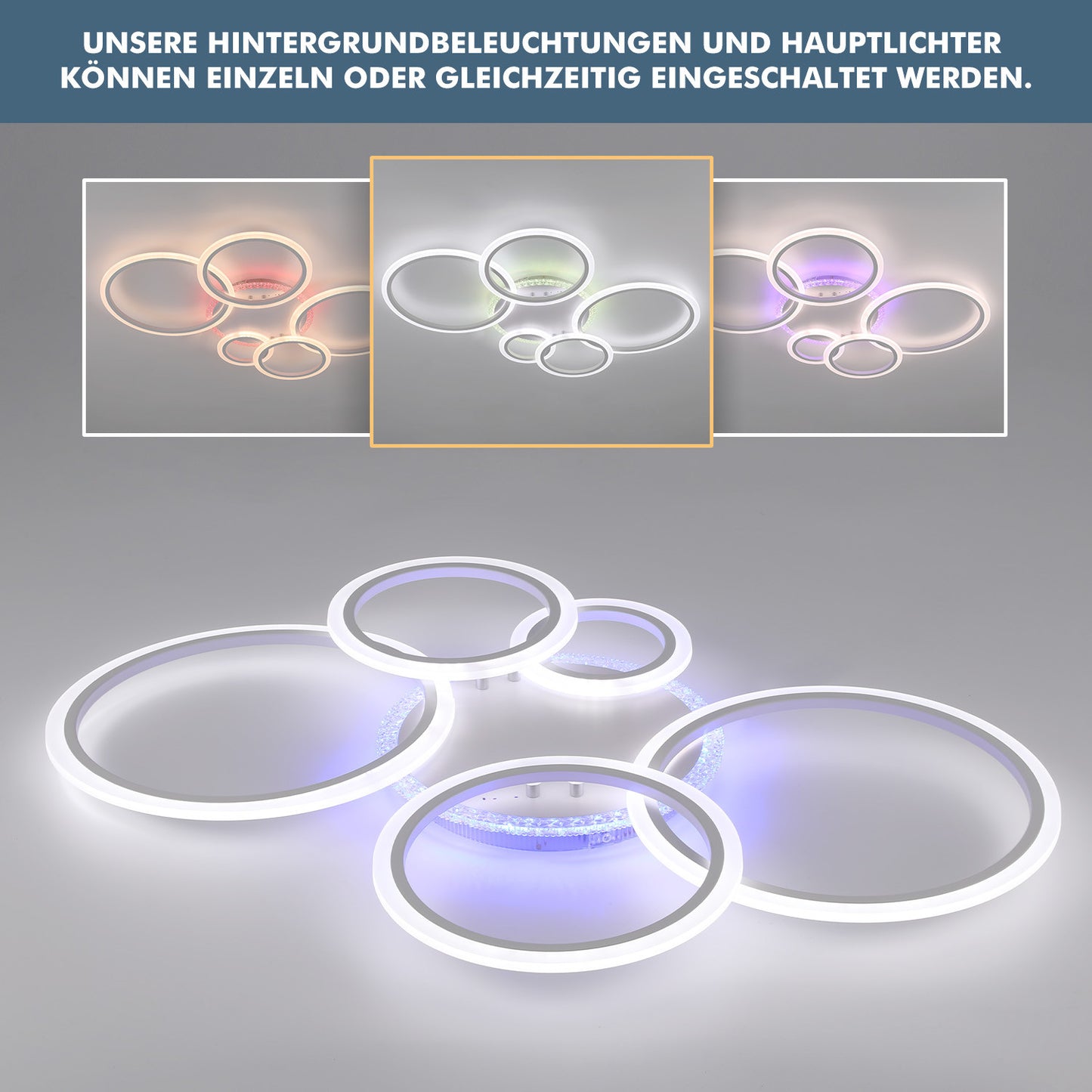 RGB LED Deckenleuchte mit Bluetooth Lautsprecher & Fernbedienung – Dimmbar, Farbwechsel, Musikfunktion