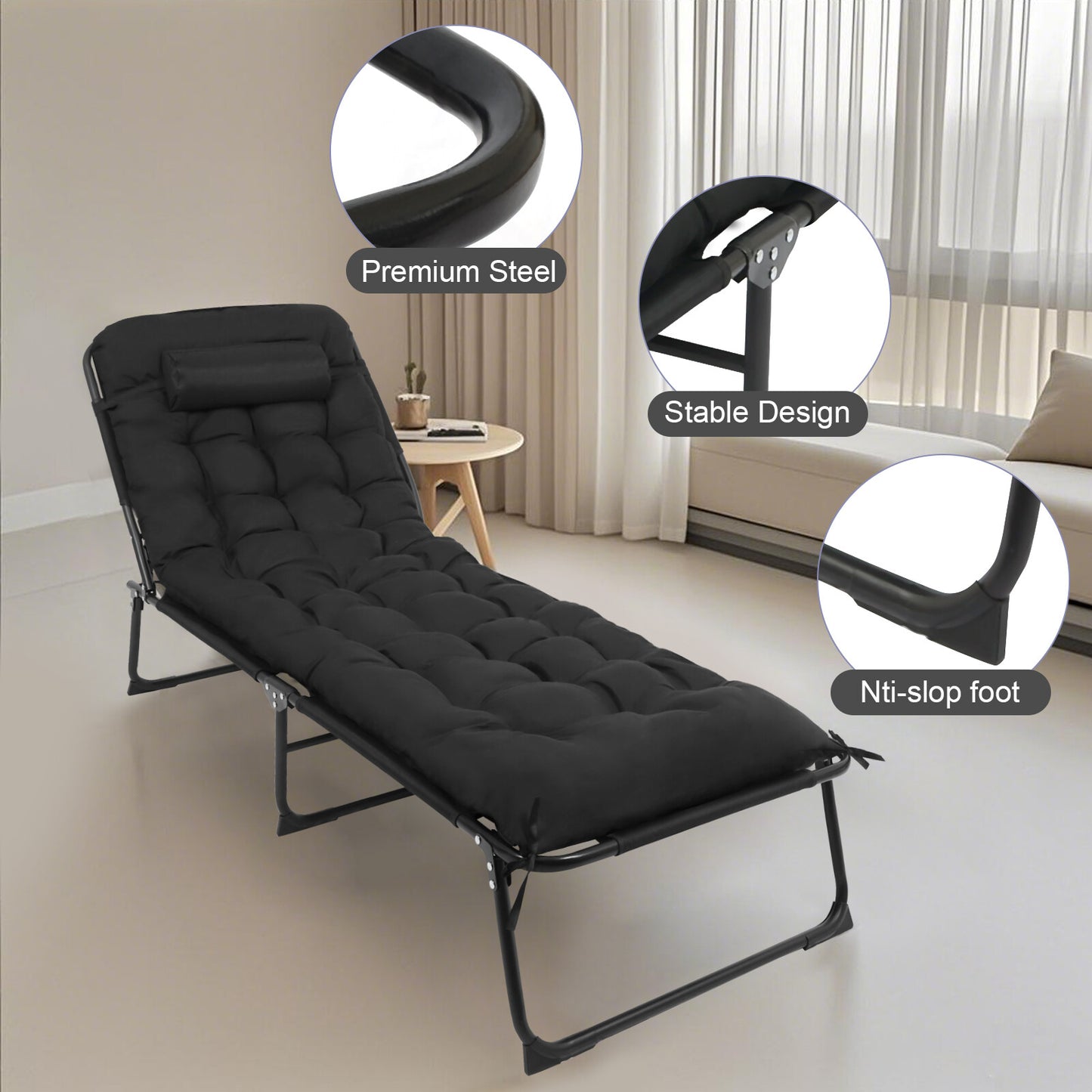 200 kg Campingbett & Sonnenliege – klappbar, XXL Gästebett, Feldbett für Garten & Reisen